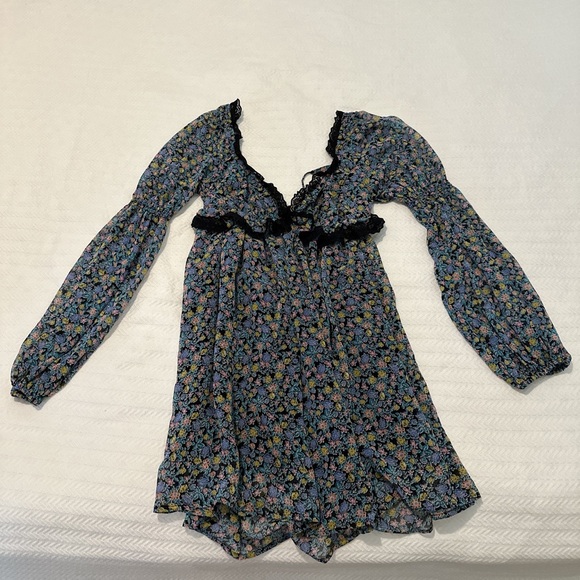 Floral non form fitting dress boho hippie indie casual California coastal - Picture 5 of 6